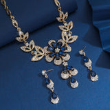 Gorgeous blue crystal necklace earrings set