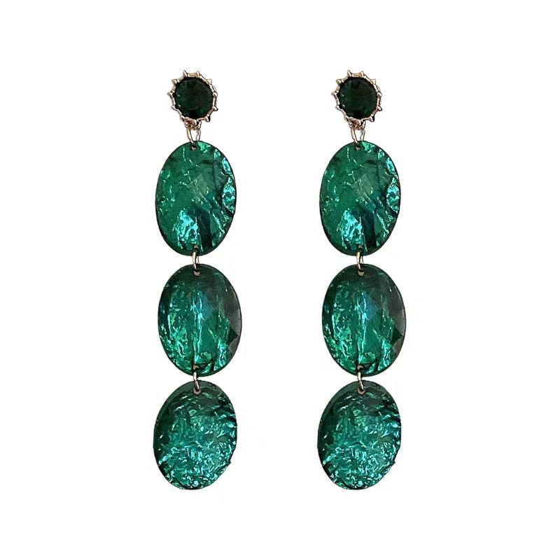 Emerald Zircon Tassel Earrings