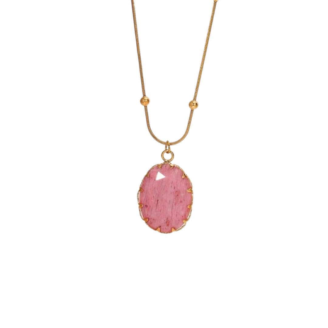 Sweet Rose Red Stone Pendant Necklace