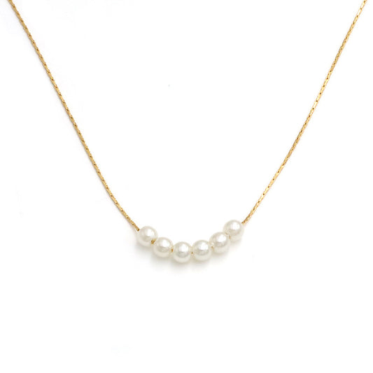 Gold Pearl Clavicle Necklace