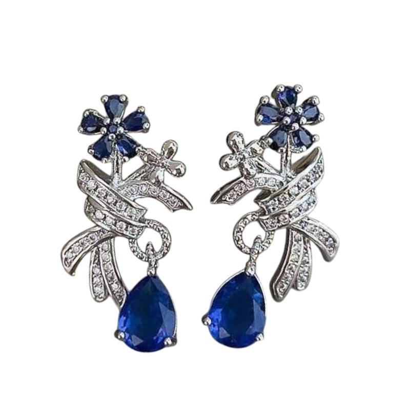 Navy Blue Flower Water Drop